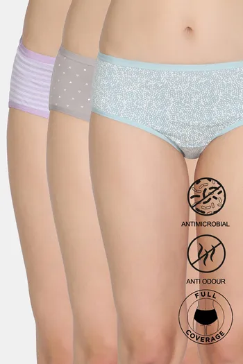 Buy Zivame Medium Rise Full Coverage Hipster Panty (Pack of 3) - Multicolor